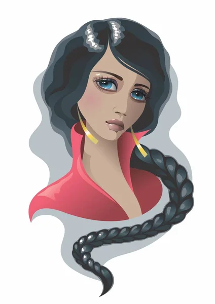 Mujer con pelo negro — Vector de stock