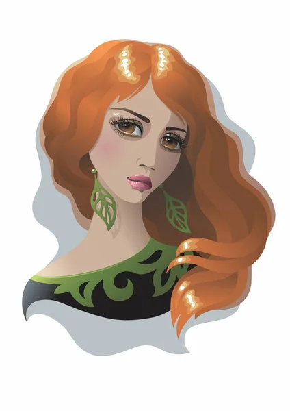 Mujer con el pelo rojo — Vector de stock