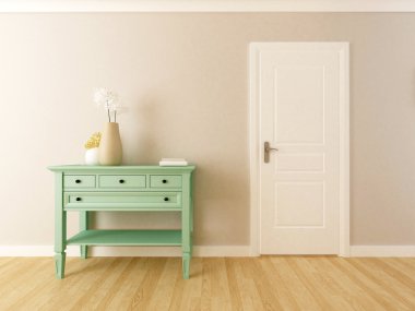 hallway interior with a drawer cabinet clipart