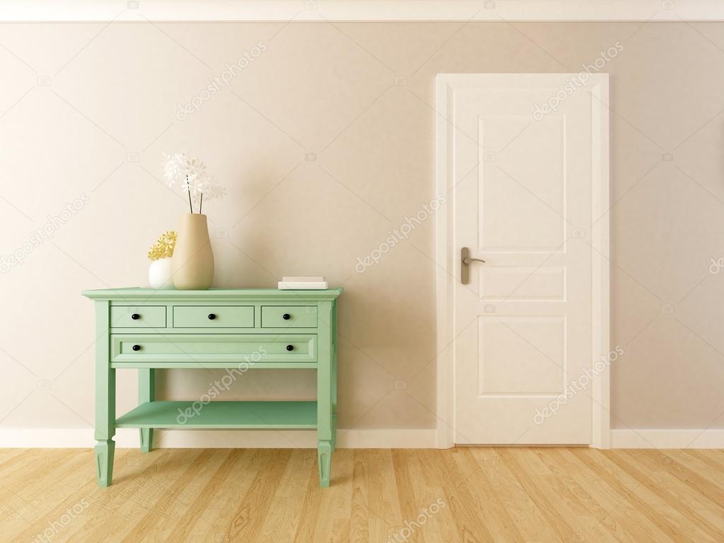 hallway interior with a drawer cabinet