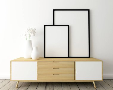 iç ahşap dolap üzerine siyah çerçeveli