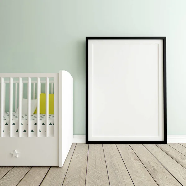 Postmockup im Babyzimmer Stockbild