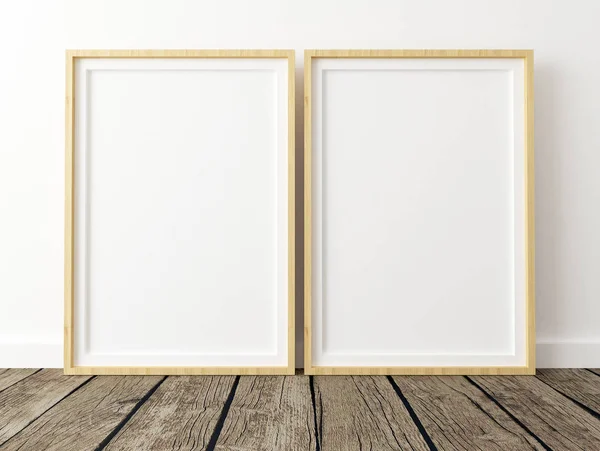 Set of 2 Poster Mockups in Empty Room Royalty Free Stock Photos