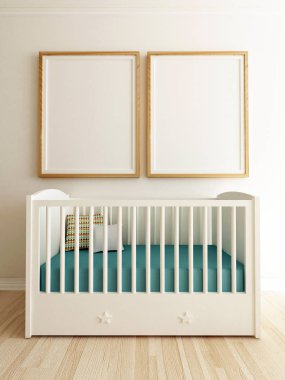 Poster Mockup In Baby Room Interior clipart