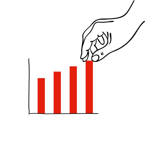 Hand putting a bar in a red bar graph - for business, finance, crash, banks, market, economy