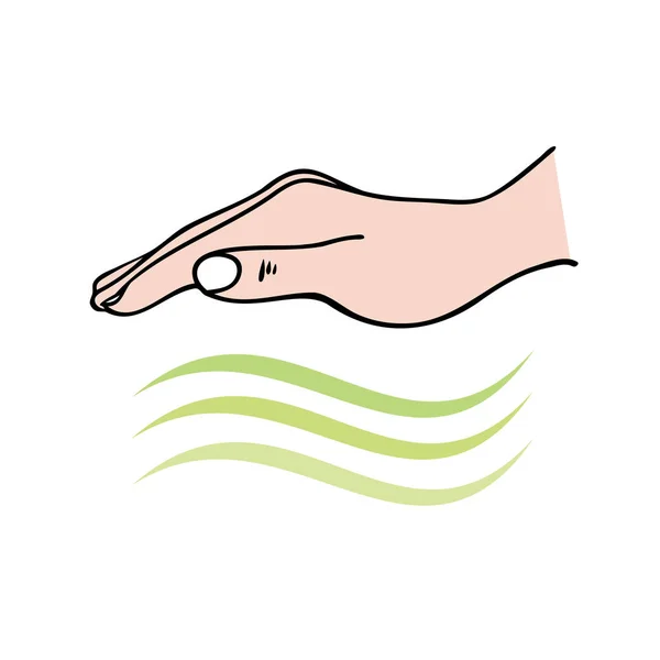 Reiki-Hands-on healing showing hand sending univeral energy waves for emotional or physical healing - for Logo, illustration, symbol