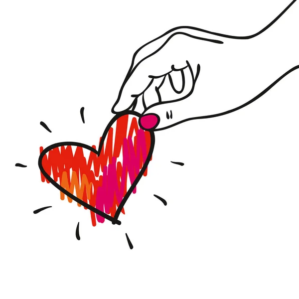 Kalbini verin - kırmızı-pembe kalp-çizilmiş vektör illüstrasyonuyla pankartlar, kartlar