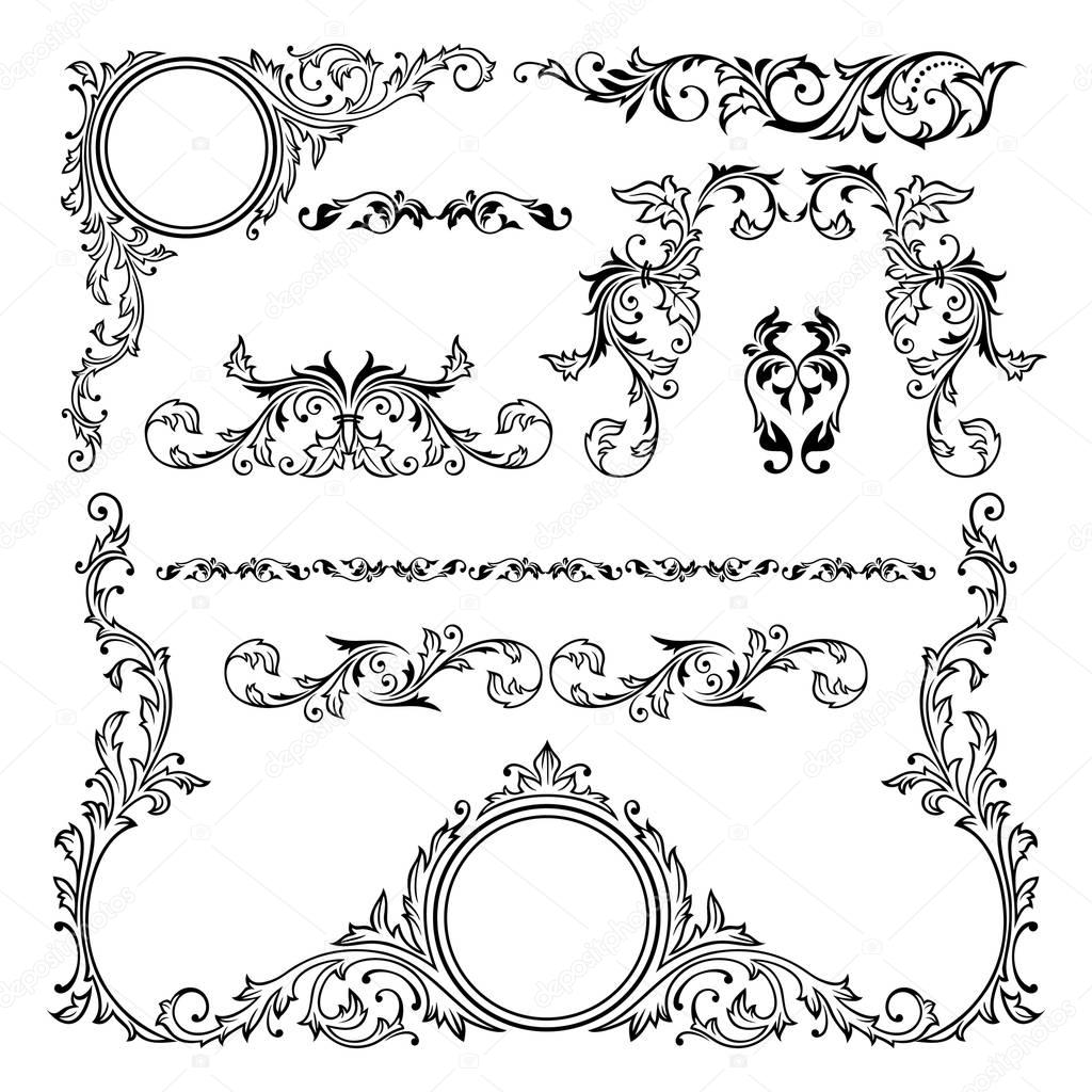 Vector ornaments and frame.