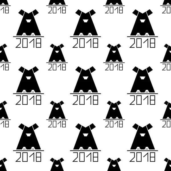 Patrón sin costuras con perro abstracto como símbolo 2018 año. vector — Vector de stock