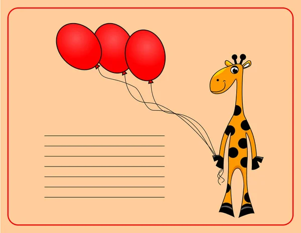 Neşeli zürafa ile kartı. vektör — Stok Vektör