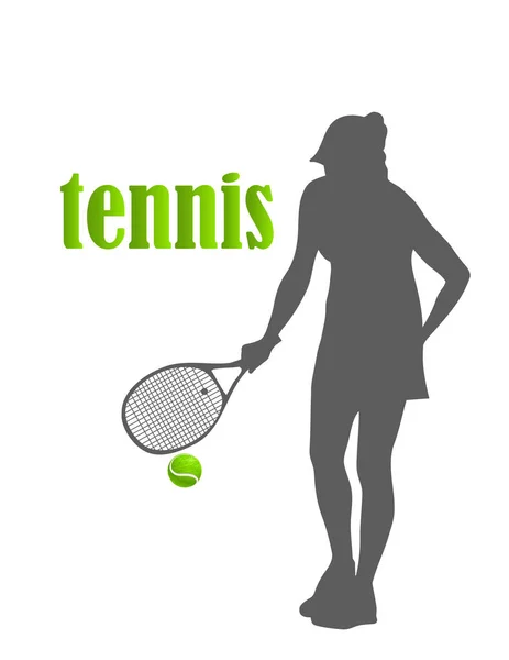 Tenis. Una mujer. vector aislado — Vector de stock