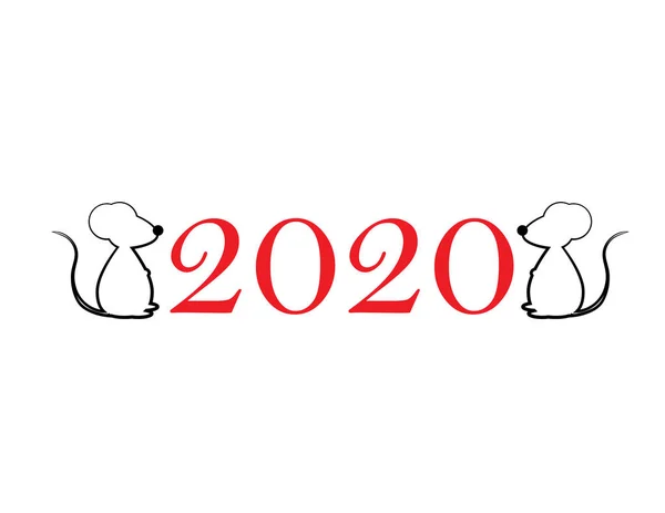 Σύμβολο ποντικιού ή αρουραίου του νέου έτους 2020. διάνυσμα. σιλουέτα — Διανυσματικό Αρχείο
