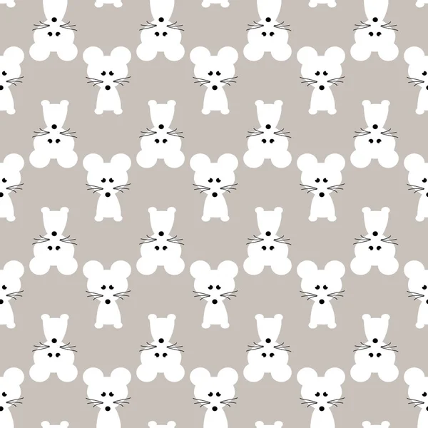 Seamless pattern with white rat mice as a symbol of the new 2020 year. vector — Stock Vector