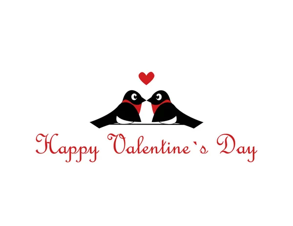 Een paar bullfinches verliefd op een tak. Valentijnsdag. vector — Stockvector