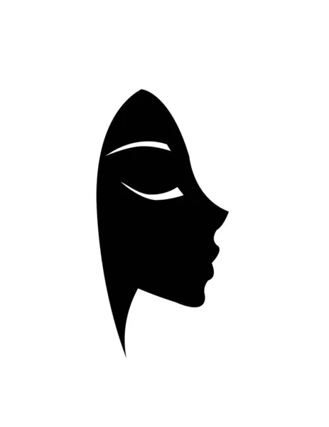 Schwarze Kopfsilhouette einer schönen Frau. Vektor — Stockvektor