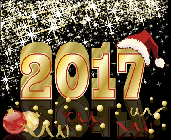 Feliz Año Nuevo y Feliz Navidad 2017 tarjeta de felicitación, vector de ilustración — Vector de stock