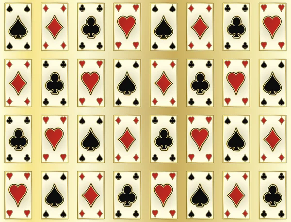 Modello senza soluzione di continuità con le carte da poker del casinò, illustrazione vettoriale — Vettoriale Stock