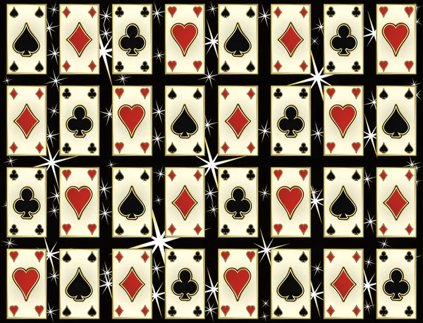 シームレスなカジノ ポーカー カード、ベクトル図とパターン — ストックベクタ