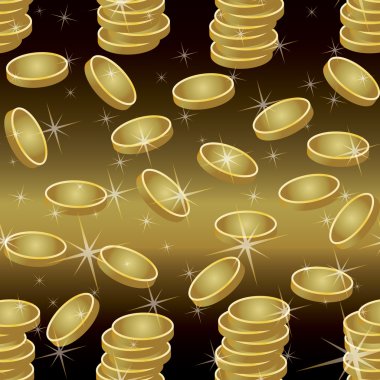 Seamless modeli altın sikke, vektör çizim