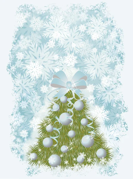 Happy New Year card with Christmas tree, vector illustration — ストックベクタ