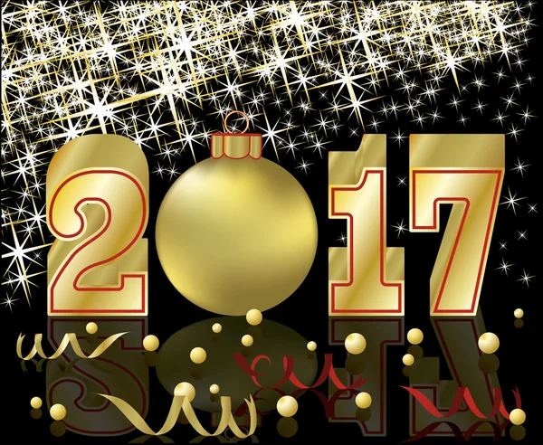 Ilustracja wektorowa złote szczęśliwego nowego roku 2017, — Wektor stockowy