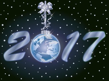 Yeni 2017 yılı davetiye, vektör çizim