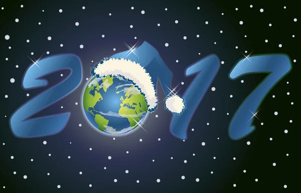 Νέα 2017 έτος πλανήτη κάρτα, εικονογράφηση διάνυσμα — Διανυσματικό Αρχείο