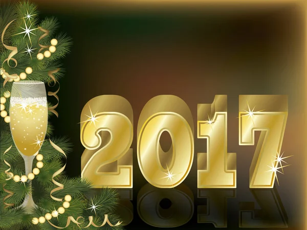Χρυσή ταπετσαρία 2017 ευτυχισμένο το νέο έτος, εικονογράφηση διάνυσμα — Διανυσματικό Αρχείο