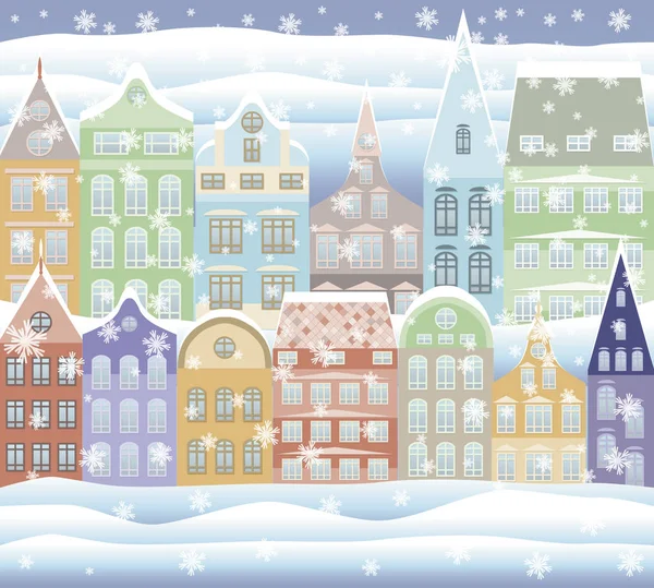 Modèle sans couture. Joyeux Noël carte urbaine de vacances, illustration vectorielle — Image vectorielle