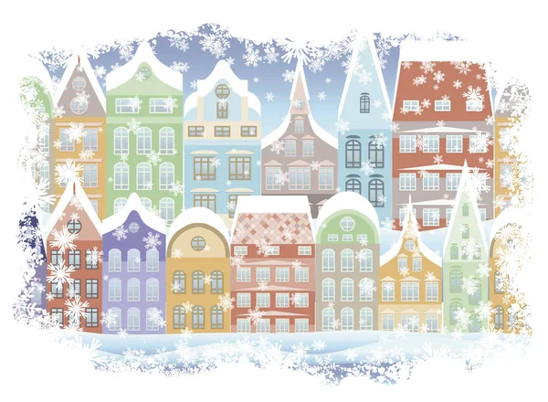 Vrolijk Kerstmis en Nieuwjaar vakantie kaart, vectorillustratie — Stockvector