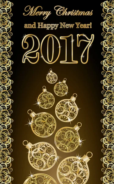 祝 2017 新年壁纸与采油树，矢量图 — 图库矢量图片