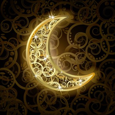 Altın ay davetiye, vektör çizim