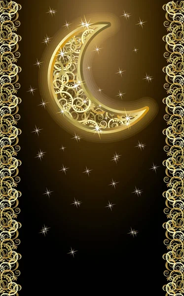 Lycka banner med golden moon, vektorillustration — Stock vektor