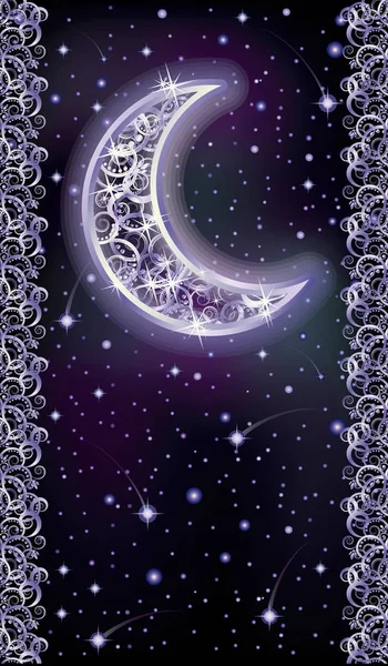 银色的月光，矢量插画假日卡 — 图库矢量图片