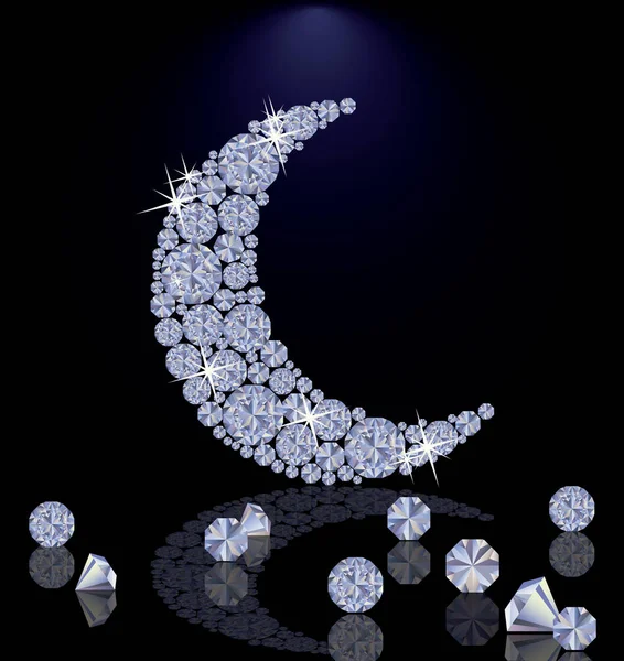 Carte de vœux Diamond Moon, illustration vectorielle — Image vectorielle