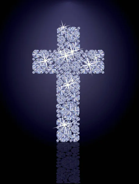Diamond precious cross, vector illustration — Stock Vector