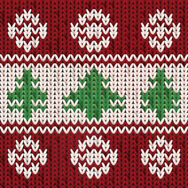 Yeni yıl örgü desen xmas ağacı, vektör çizim ile