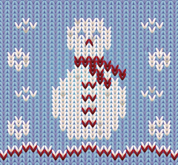 Bonhomme de neige tricoté de Noël, illustration vectorielle — Image vectorielle