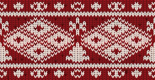 クリスマス ツリーと新年のシームレスなパターンをニット、ベクトル イラスト — ストックベクタ