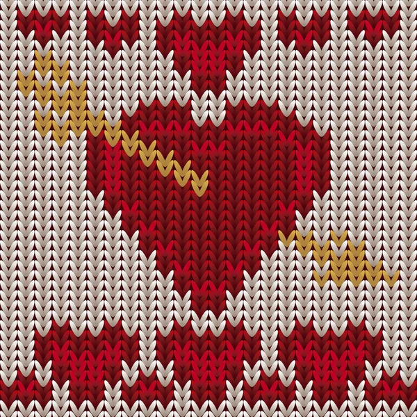 Coeur d'amour tricoté. Texture tricot. illustration vectorielle — Image vectorielle