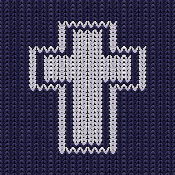 Textura tejida con cruz cristiana, ilustración vectorial — Vector de stock