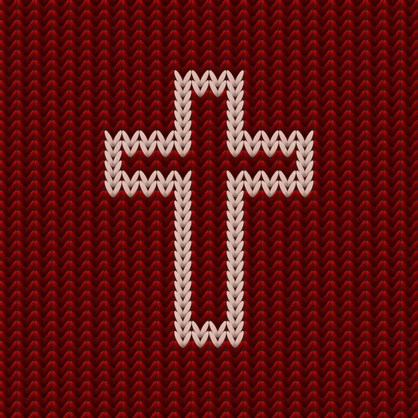 Sfondo croce cristiana lavorato a maglia, illustrazione vettoriale — Vettoriale Stock