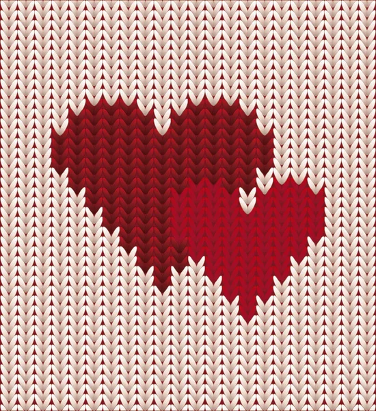 Feliz Dia dos Namorados, tricô corações, ilustração vetorial — Vetor de Stock