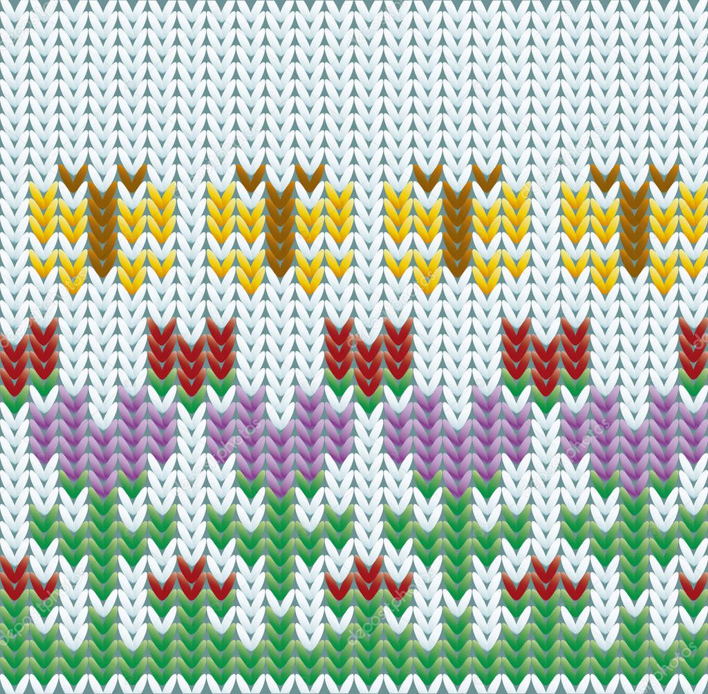 Knitted springtime background, vector illustration