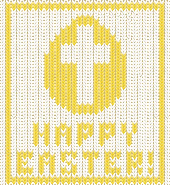 Happy easter knitted card, vector illustration — Stock Vector