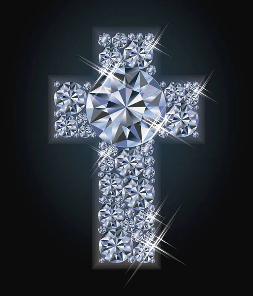 Diamond catholic cross card, vector illustration — Stock Vector
