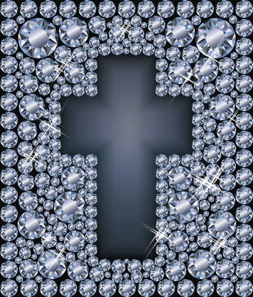 Biglietto di Pasqua diamante con croce cattolica, illustrazione vettoriale — Vettoriale Stock