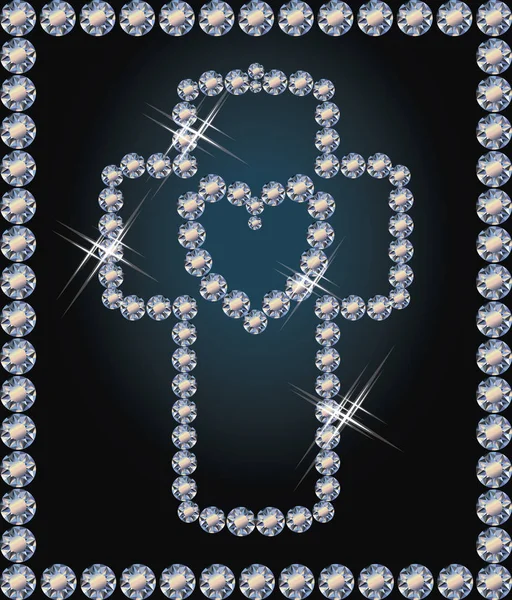 幸せなイースター ダイヤモンド ・ クロスと心のベクトル図 — ストックベクタ