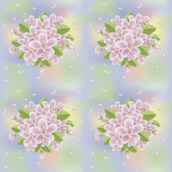 Весенний цветок сакуры бесшовный фон, векторная иллюстрация — стоковый вектор