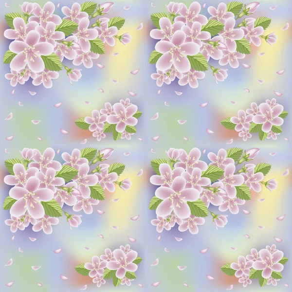 Frühling Sakura nahtlose Tapete, Vektorillustration — Stockvektor